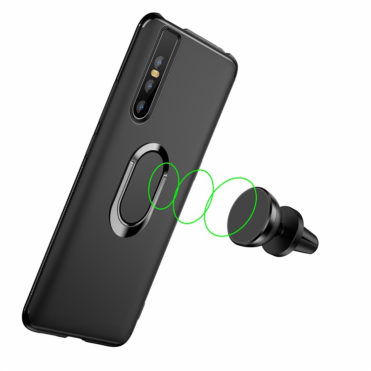 Finger Ring Kickstand TPU Case (Built-in Magnetic Metal Sheet) for Vivo X27 - Black-10