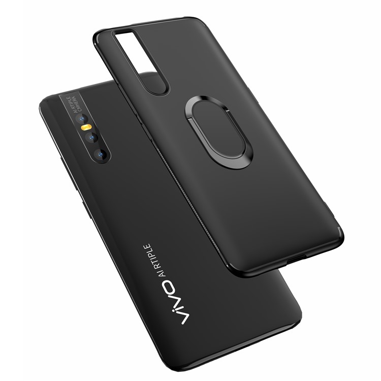 Finger Ring Kickstand TPU Case (Built-in Magnetic Metal Sheet) for Vivo X27 - Black-2