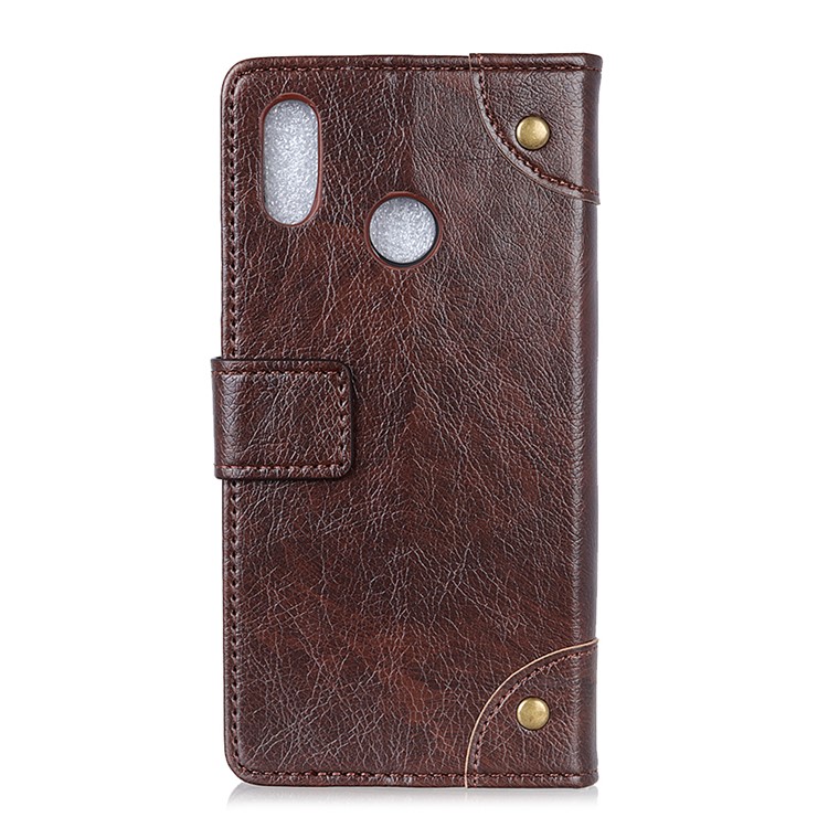 Nappa Texture Wallet Stand Leather Phone Cover for Oppo Realme 3 - Coffee-7