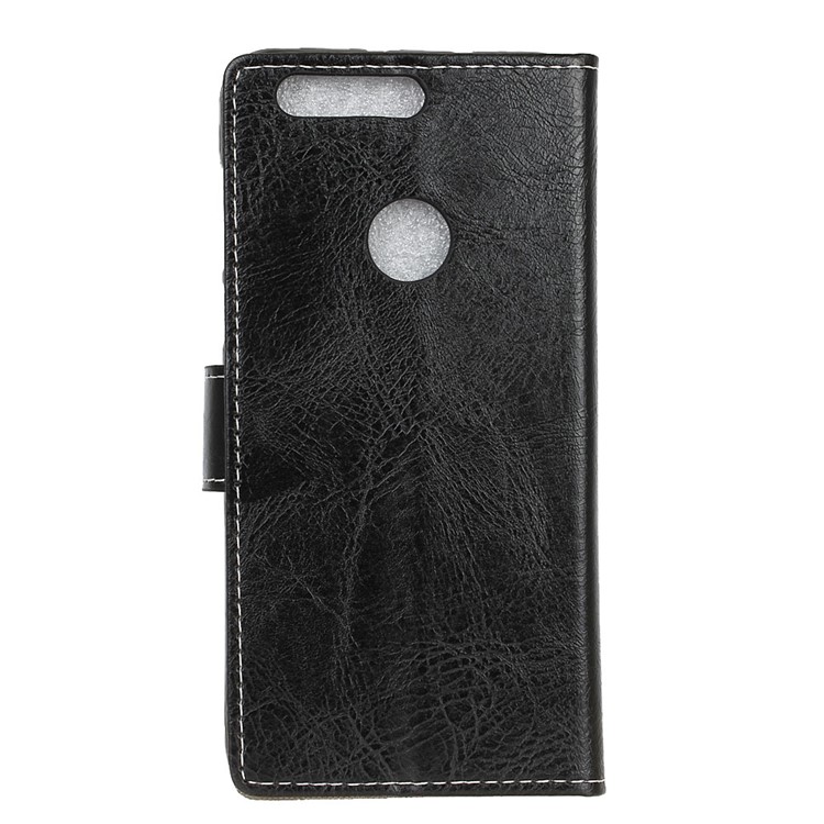 Crazy Horse Vintage Leather Wallet Case for OPPO A7 / AX7 / A5S / AX5S - Black-3