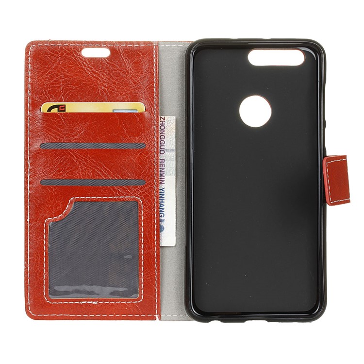 Crazy Horse Vintage Leather Wallet Case for OPPO A7 / AX7 / A5S / AX5S - Red-4
