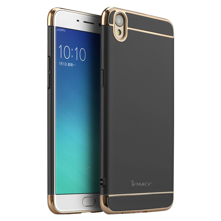 IPAKY 3-In-1 Electroplating PC Hard Protection Case for Oppo R9/F1 Plus - Black-1