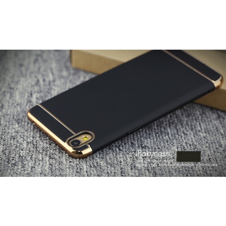 IPAKY 3-In-1 Electroplating PC Hard Protection Case for Oppo R9/F1 Plus - Black-3