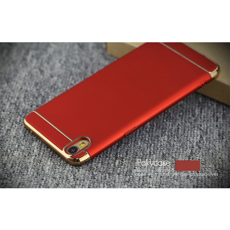 IPAKY 3-In-1 Electroplating PC Hard Shell Cover for Oppo R9/F1 Plus - Red-2