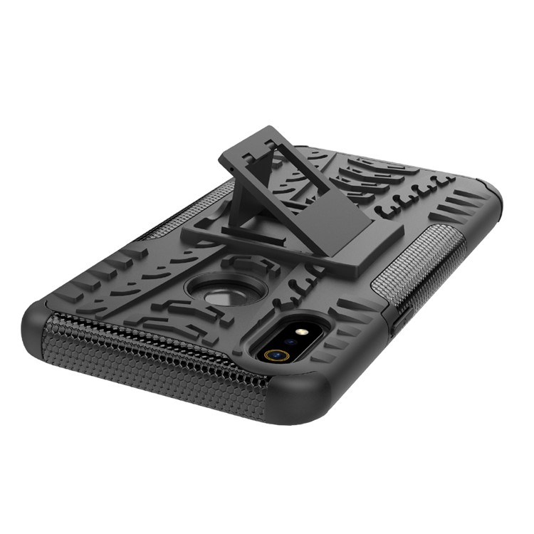 Anti-slip PC + TPU Hybrid Case with Kickstand for Oppo Realme 3 - Black-6