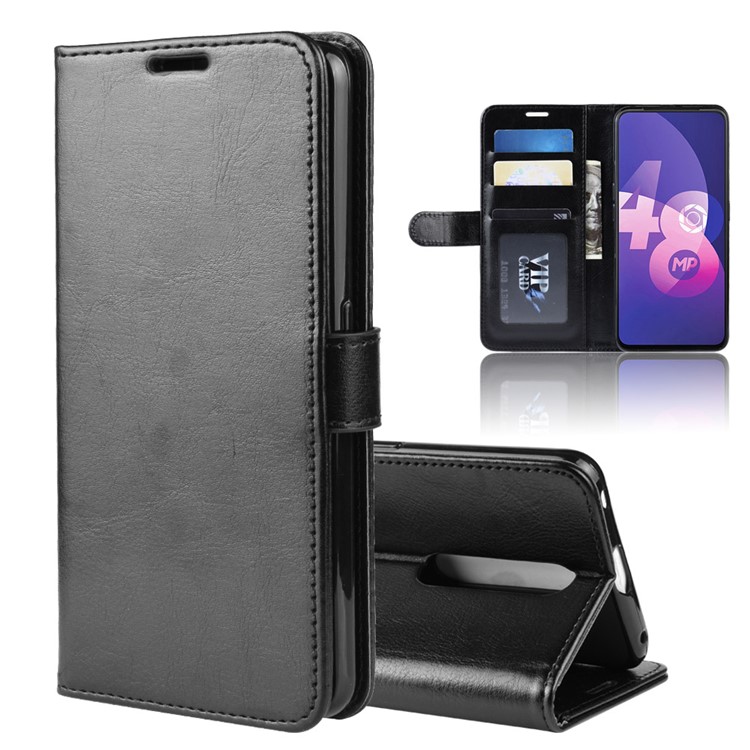 Crazy Horse PU Leather Stand Wallet Flip Case for OPPO F11 Pro - Black-2