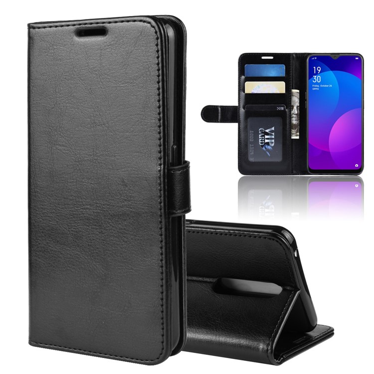 Crazy Horse PU Leather Stand Wallet Flip Case for OPPO F11 - Black-2