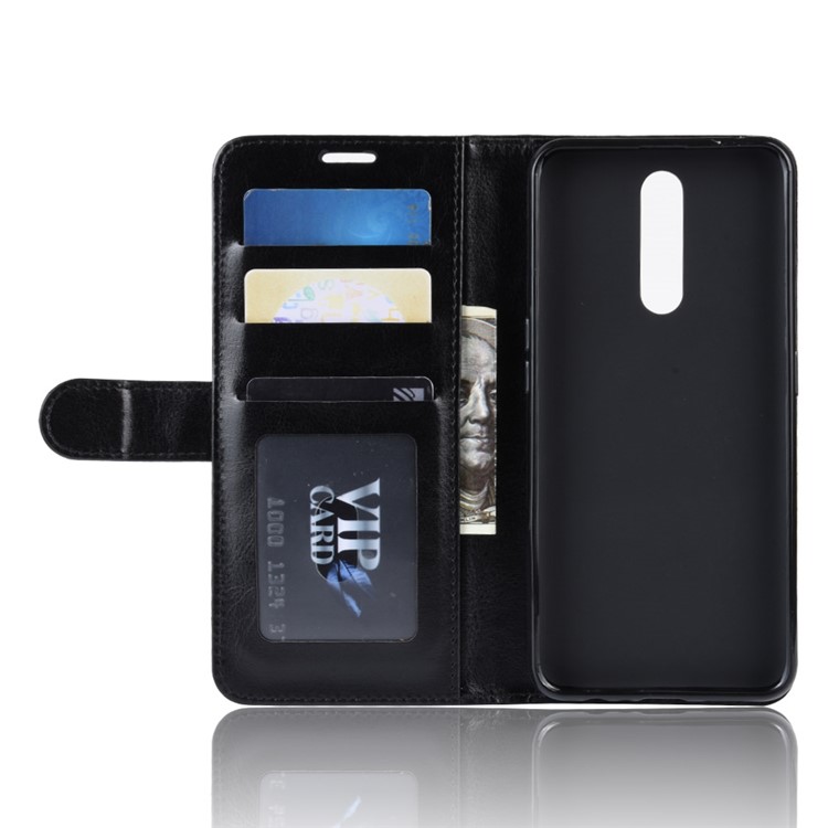 Crazy Horse PU Leather Stand Wallet Flip Case for OPPO F11 - Black-5