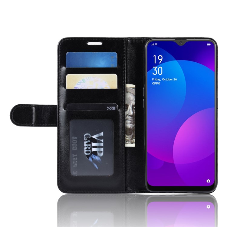 Crazy Horse PU Leather Stand Wallet Flip Case for OPPO F11 - Black-6
