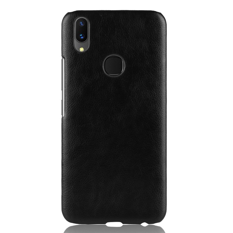 Litchi Skin Leather Coated Hard PC Case for vivo Z3x - Black-2