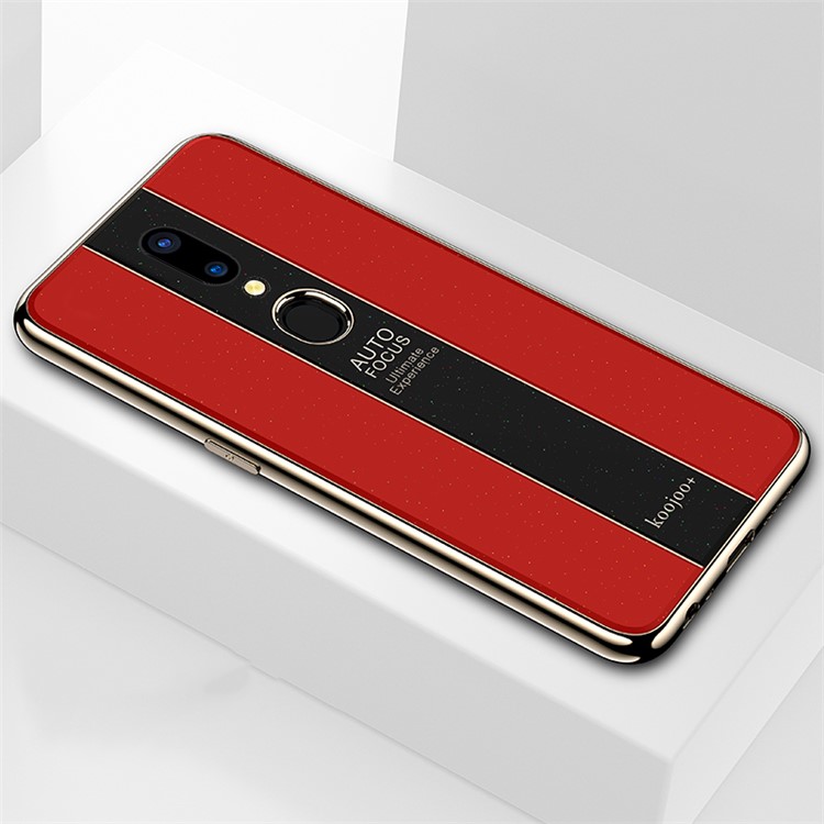 Electroplated TPU Frame + Plexiglass PC Back Hybrid Case for OPPO A9 - Red-1