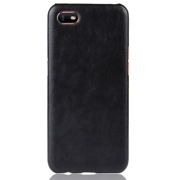 Litchi Texture PU Leather Coated Hard PC Phone Case for Oppo A1k - Black-2