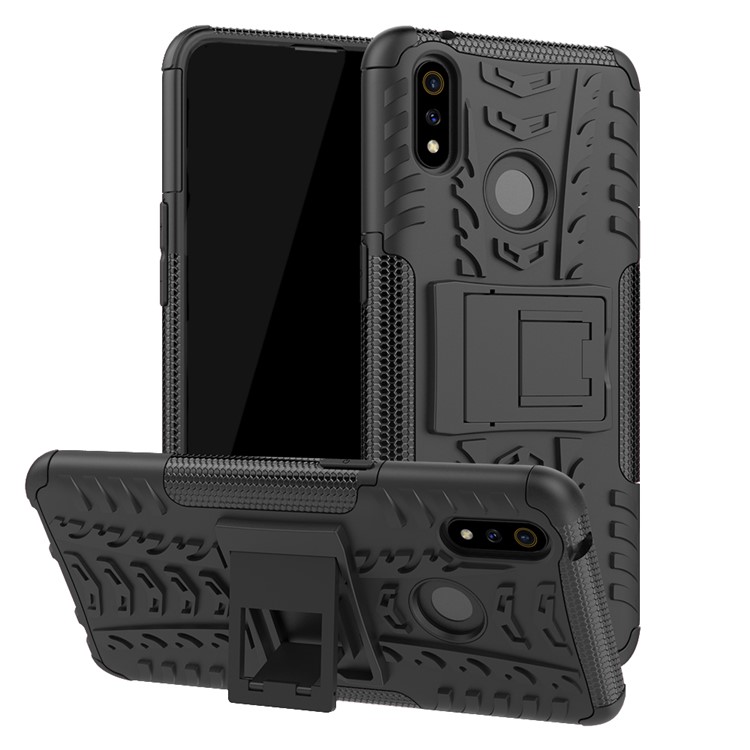 2-in-1 Tyre Pattern PC + TPU Phone Case for Oppo Realme 3 Pro - Black-1