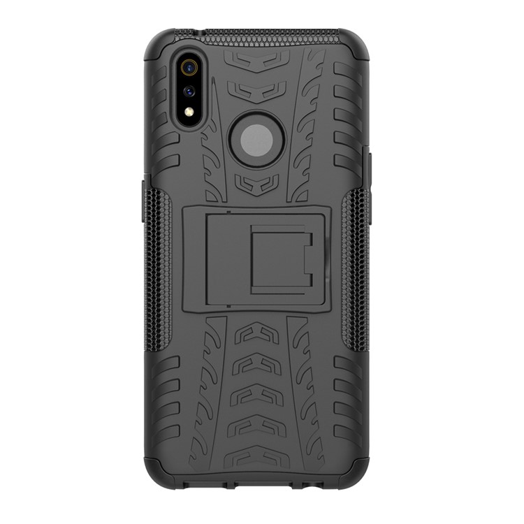 2-in-1 Tyre Pattern PC + TPU Phone Case for Oppo Realme 3 Pro - Black-3