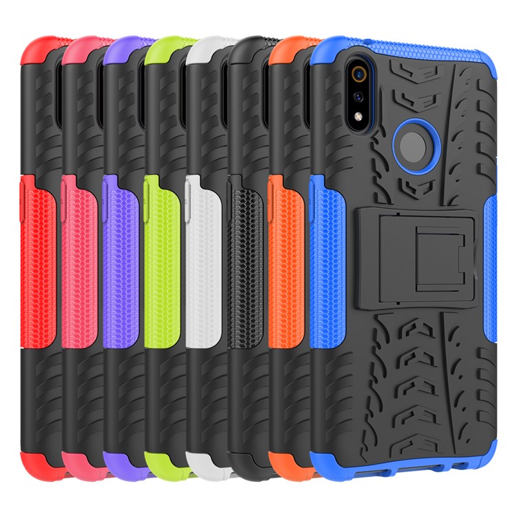 2-in-1 Tyre Pattern PC + TPU Phone Case for Oppo Realme 3 Pro - Black-9