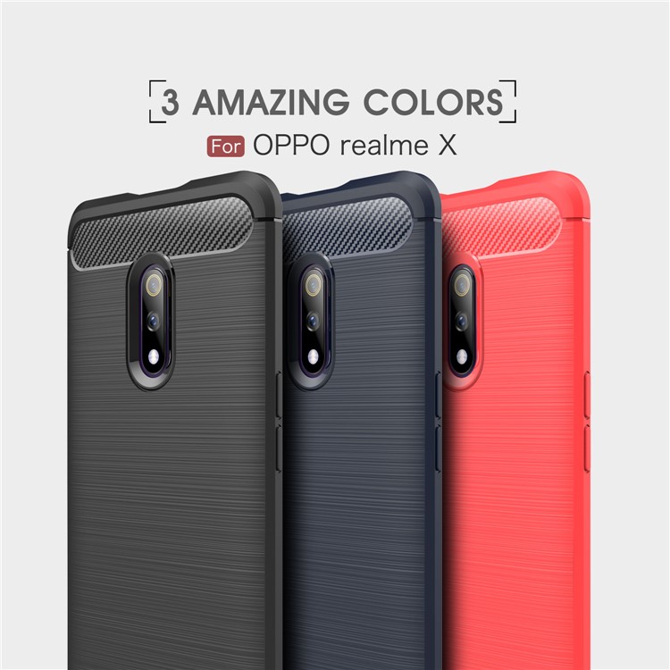 Carbon Fibre Brushed TPU Case for Oppo Realme X - Black-11