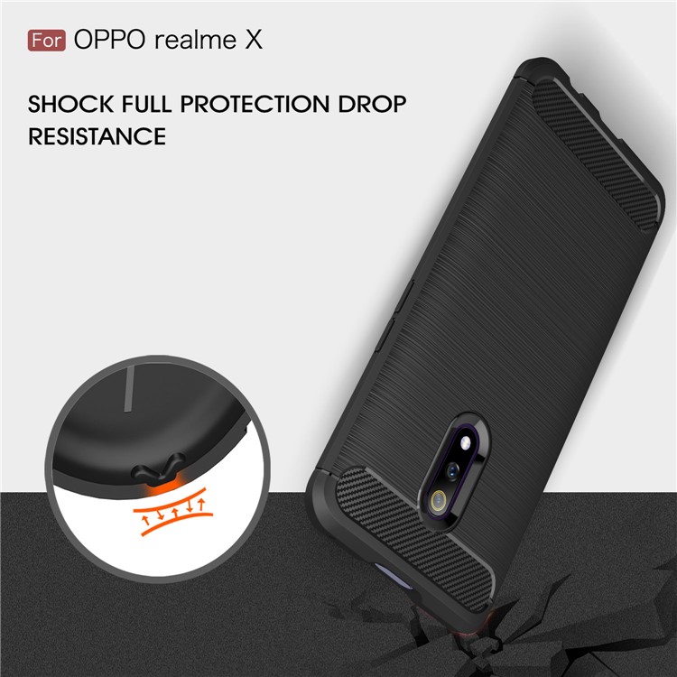 Carbon Fibre Brushed TPU Case for Oppo Realme X - Black-6