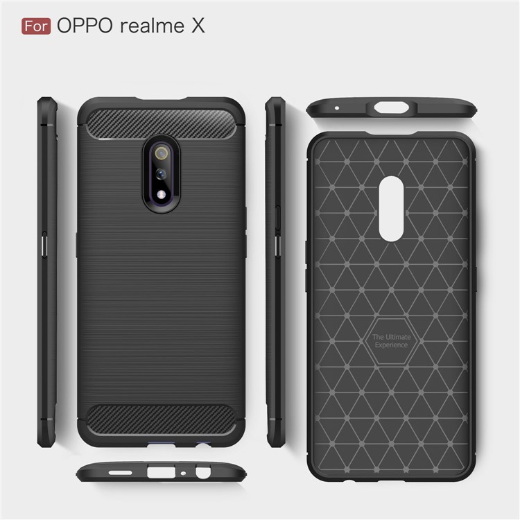 Carbon Fibre Brushed TPU Case for Oppo Realme X - Black-9