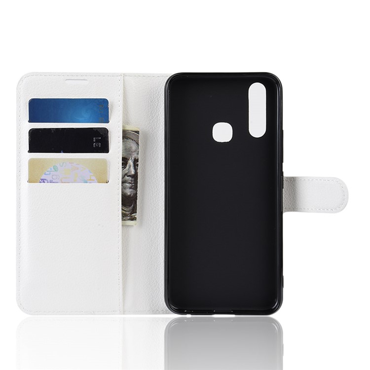 Litchi Skin Wallet Leather Stand Case for VIVO Y17/Y3 - White-3