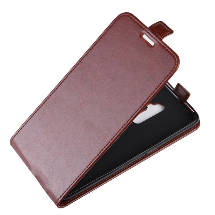 Crazy Horse Texture Vertical Flip Card Holder Leather Mobile Cover for Oppo Reno 5G - Brown-7