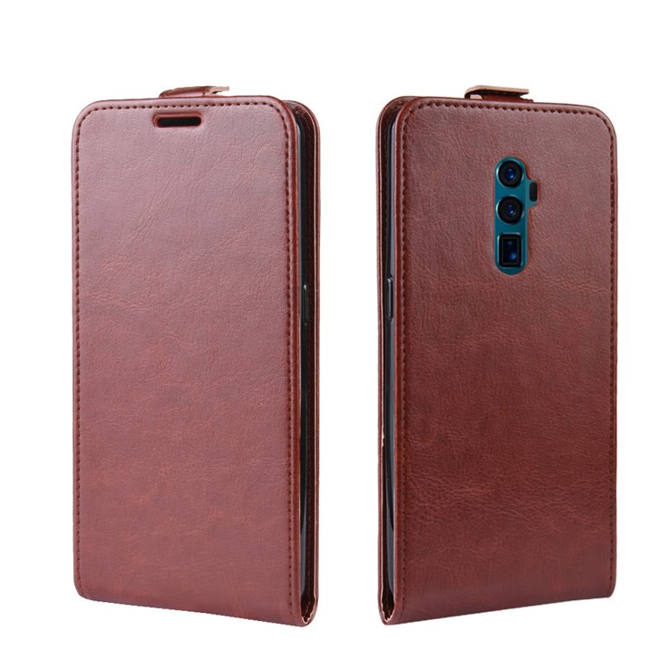 Crazy Horse Texture Vertical Flip Card Holder Leather Mobile Cover for Oppo Reno 5G - Brown-8