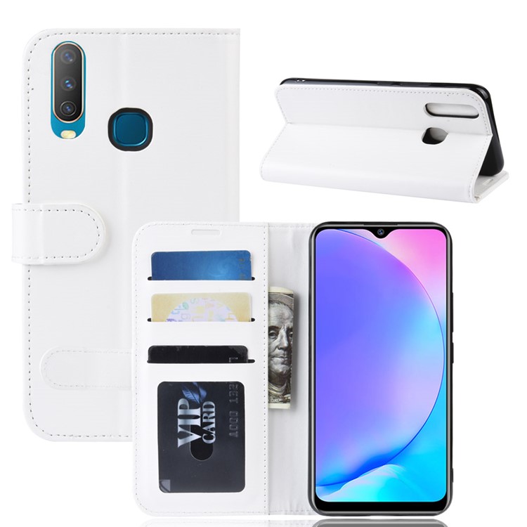 Crazy Horse Wallet Leather Stand Mobile Phone Case for VIVO Y17 / Y3 - White-1