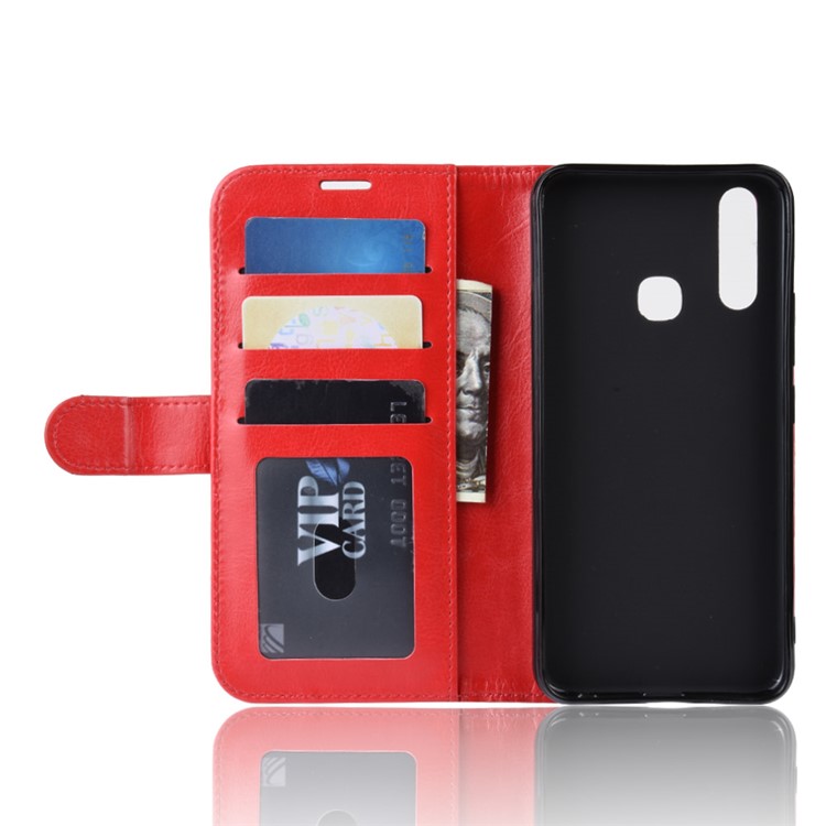 Crazy Horse Wallet Leather Stand Mobile Phone Case for VIVO Y17 / Y3 - Red-4