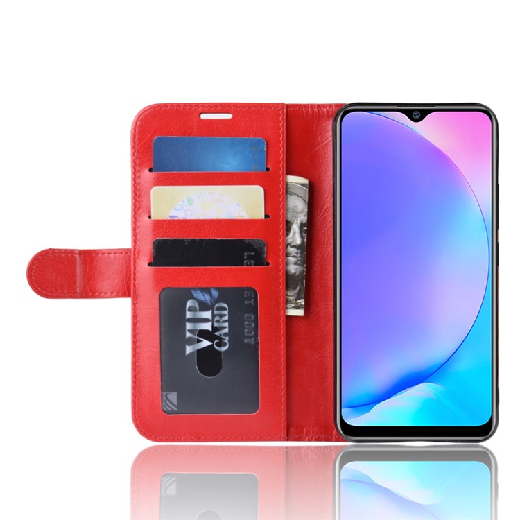 Crazy Horse Wallet Leather Stand Mobile Phone Case for VIVO Y17 / Y3 - Red-5