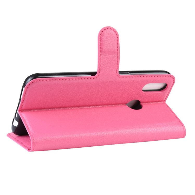 Litchi Skin Wallet Stand Leather Flip Phone Covering Case for Oppo Realme 3 Pro / X Lite - Rose-5