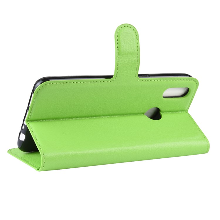 Litchi Skin Wallet Stand Leather Flip Phone Covering Case for Oppo Realme 3 Pro / X Lite - Green-5