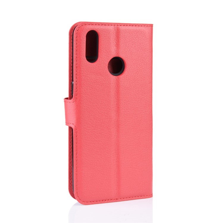 Litchi Skin Wallet Stand Leather Flip Phone Covering Case for Oppo Realme 3 Pro / X Lite - Red-6