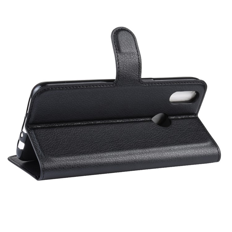 Litchi Skin Wallet Stand Leather Flip Phone Covering Case for Oppo Realme 3 Pro / X Lite - Black-5