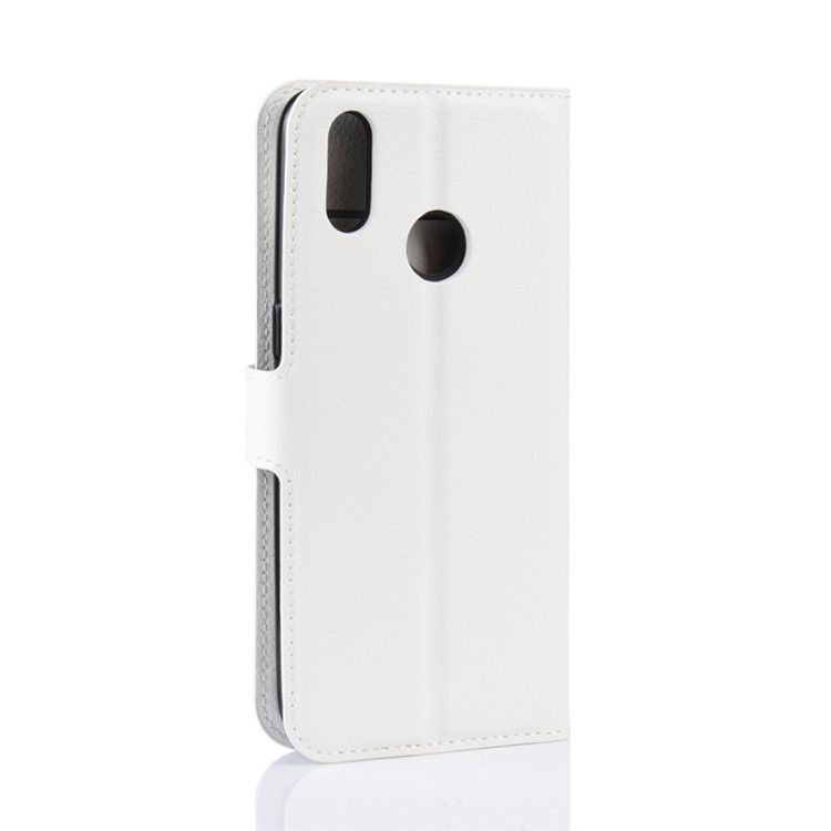 Litchi Skin Wallet Stand Leather Flip Phone Covering Case for Oppo Realme 3 Pro / X Lite - White-6