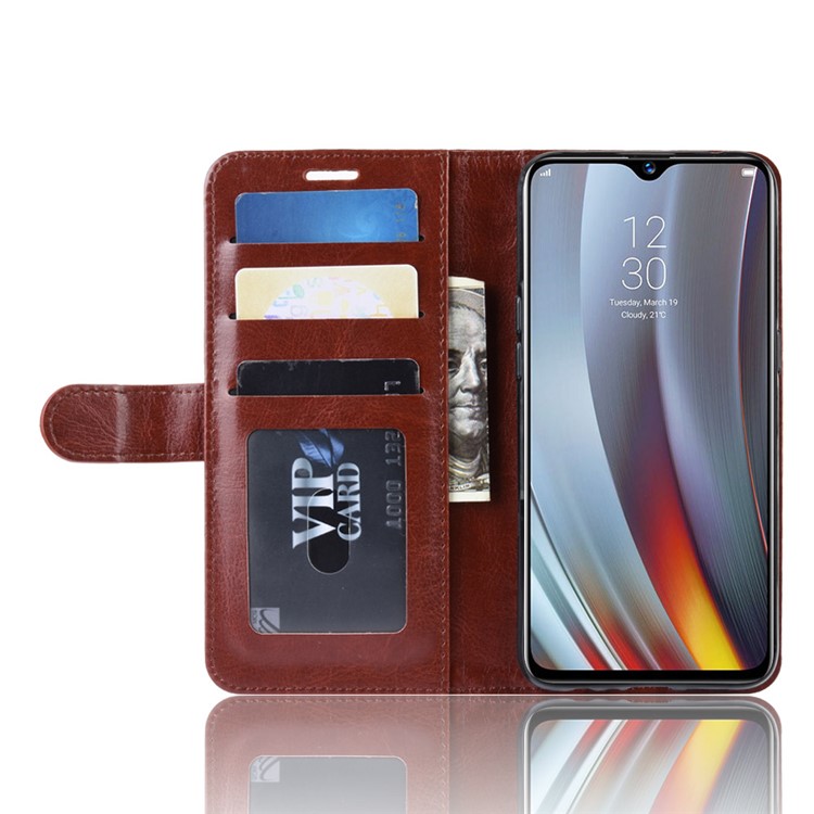 Magnetic Leather Wallet Phone Protective Cover for Oppo Realme 3 Pro/Realme X Lite - Brown-5