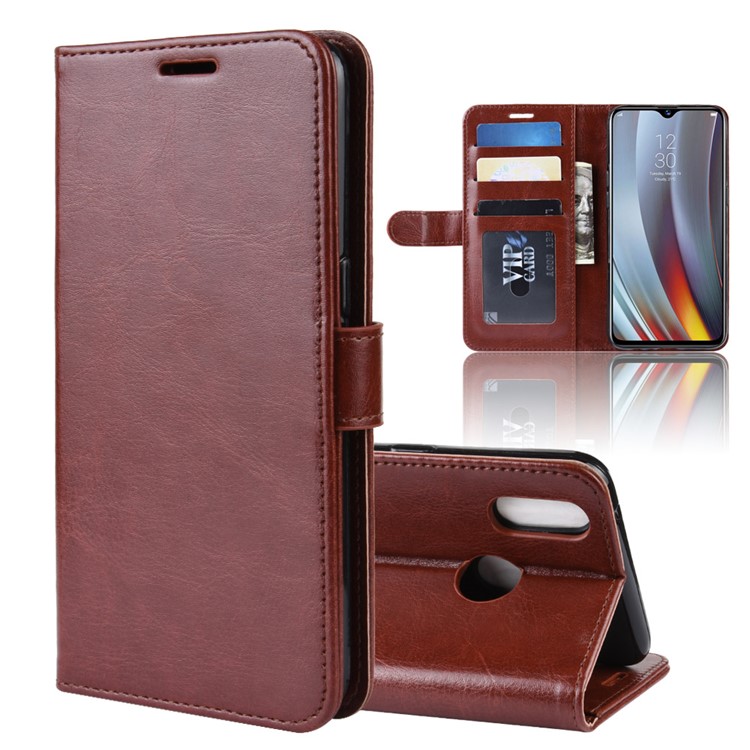 Magnetic Leather Wallet Phone Protective Cover for Oppo Realme 3 Pro/Realme X Lite - Brown-8