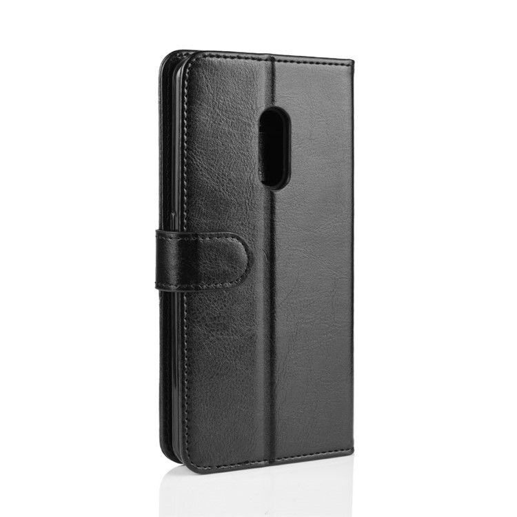 Crazy Horse Texture PU Leather Stand Wallet Flip Phone Case for Oppo Realme X - Black-8