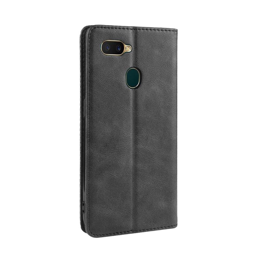 Vintage Style Leather Phone Wallet Casing for Oppo A7/AX7/AX5S/A5S - Black-4