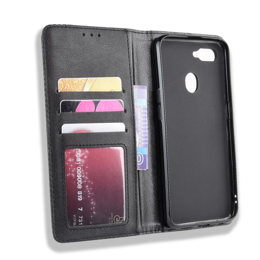 Vintage Style Leather Phone Wallet Casing for Oppo A7/AX7/AX5S/A5S - Black-5