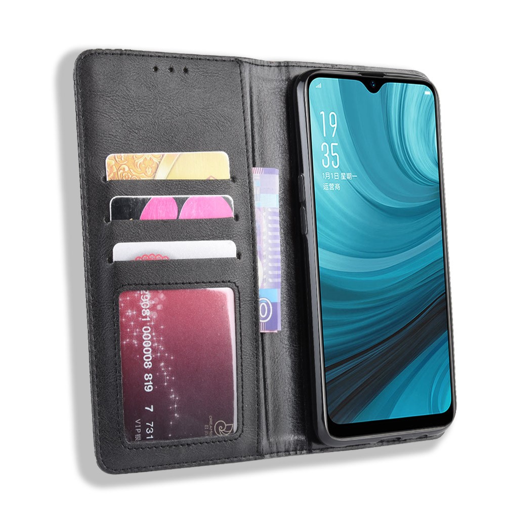 Vintage Style Leather Phone Wallet Casing for Oppo A7/AX7/AX5S/A5S - Black-6