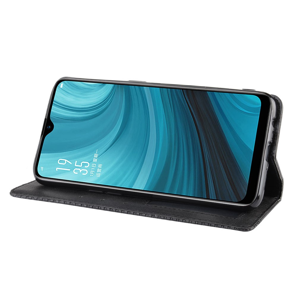 Vintage Style Leather Phone Wallet Casing for Oppo A7/AX7/AX5S/A5S - Black-7