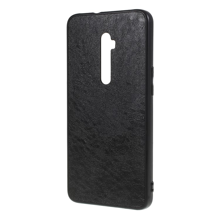 Pele De Cavalo Louco Revestido De Couro PC + TPU Shell Telefone De Volta Para Oppo Reno 10x Zoom - Preto-2