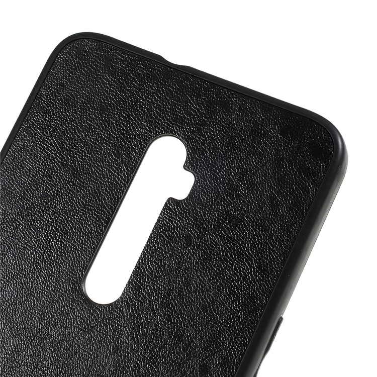 Pele De Cavalo Louco Revestido De Couro PC + TPU Shell Telefone De Volta Para Oppo Reno 10x Zoom - Preto-4