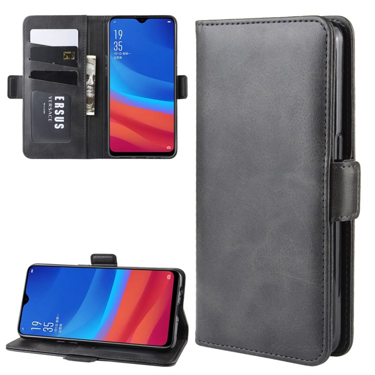 Magnet Adsorption PU Leather Cell Phone Casing Wallet Phone Cover for Oppo A5s / AX5s - Black-1