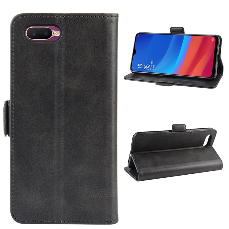 Magnet Adsorption PU Leather Cell Phone Casing Wallet Phone Cover for Oppo A5s / AX5s - Black-2