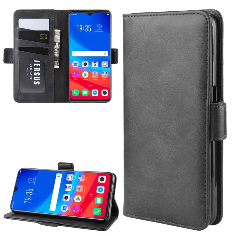 Magnet Adsorption Leather Stand Back Wallet Phone Cover Case for OPPO F9 / F9 Pro / Realme 2 Pro / A7x  - Black-1