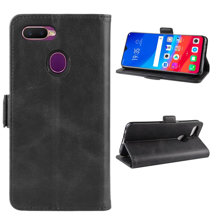 Magnet Adsorption Leather Stand Back Wallet Phone Cover Case for OPPO F9 / F9 Pro / Realme 2 Pro / A7x  - Black-2