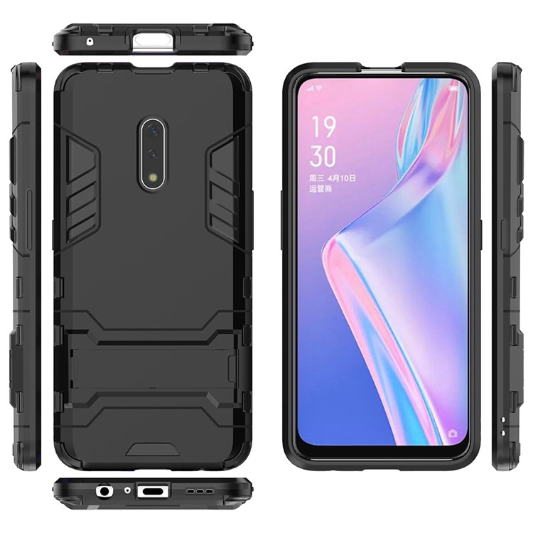 Plastic + TPU Hybrid Case with Kickstand for Oppo K3 / Realme X - Black-2