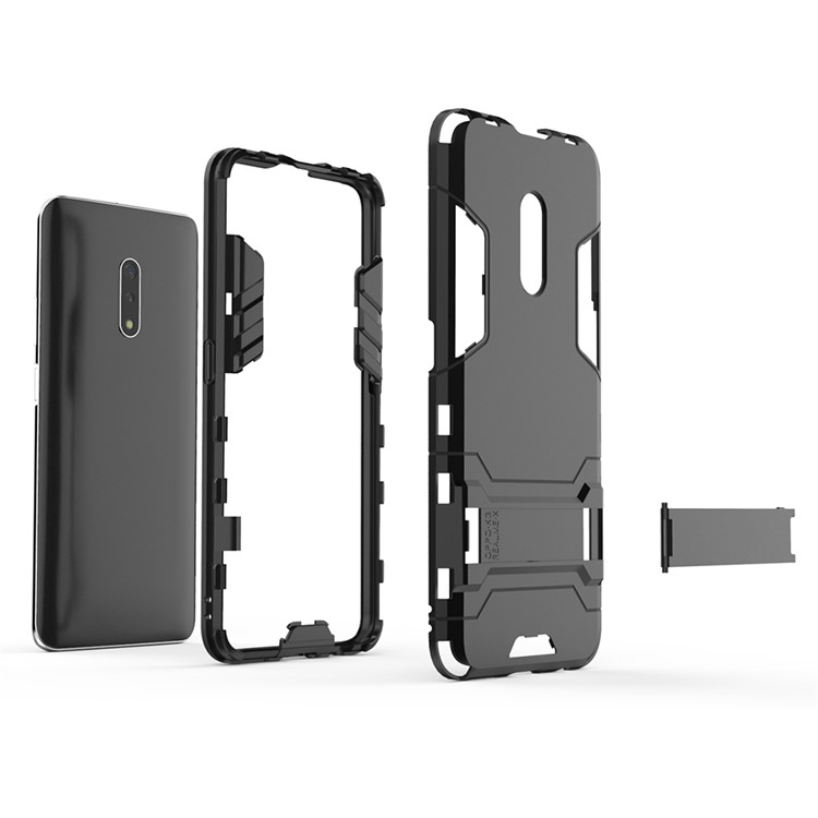 Plastic + TPU Hybrid Case with Kickstand for Oppo K3 / Realme X - Black-7