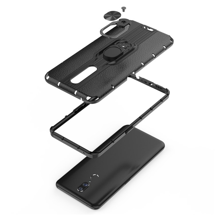 Detachable Ring Holder Kickstand PC TPU Hybrid Case for OPPO F11 - Black-11