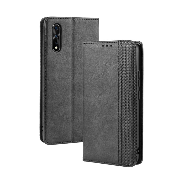 Retro Style PU Leather Stand Wallet Case for Vivo iQOO Neo/S1/V17neo/Z5/Y75 - Black-7